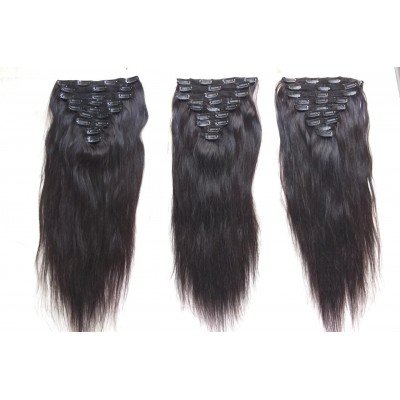 Natural straight clip in hair,Clip in remy human hair extensions